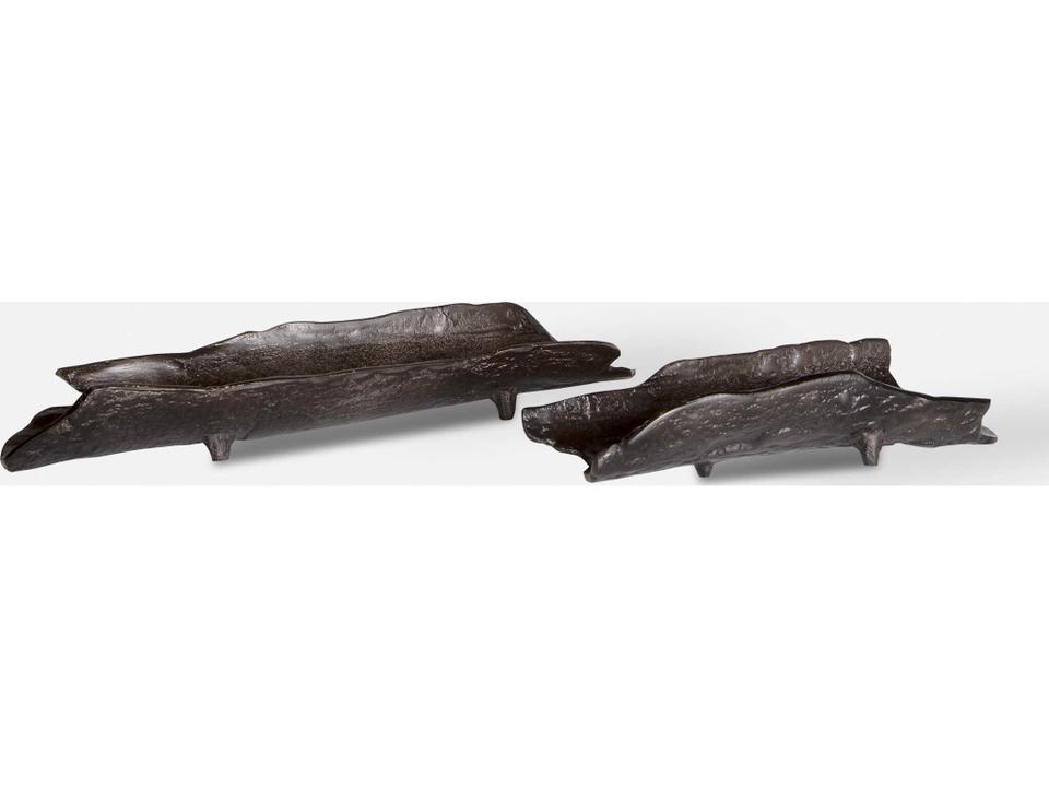 Caryn Set of 2 Decorative Trays in Dark Black Nickel