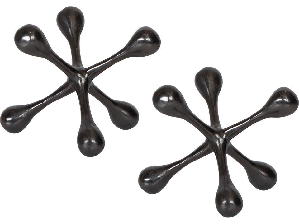 Harlan Black Nickel Abstract Decorative Objects Set of 2
