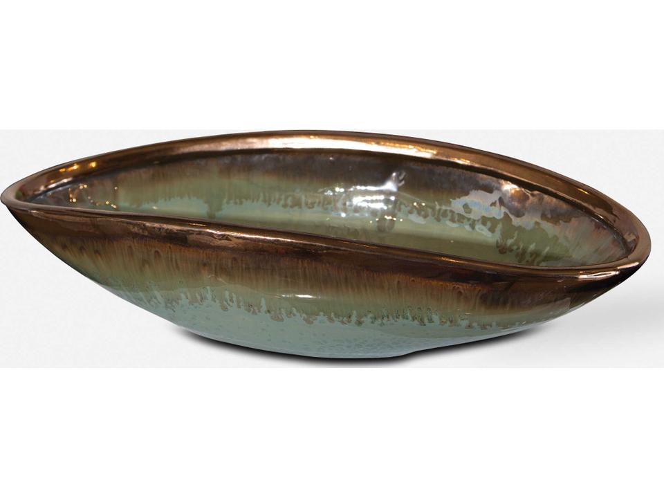 Iroquois Green Glaze Earthenware Decorative Bowl by Grace Feyock