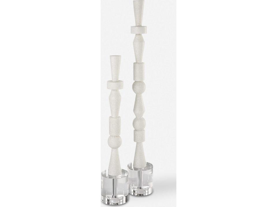 Norte 2-Piece Man-Made Stone and Crystal Sculpture Set in Ivory