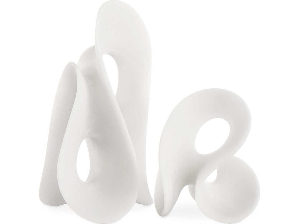 Silent Wave Set of 2 Abstract White Sculptures