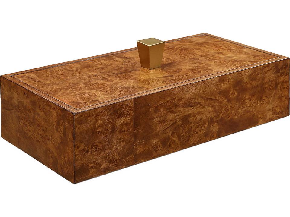 Burl Haven Decorative Box with Antique Brass Handle