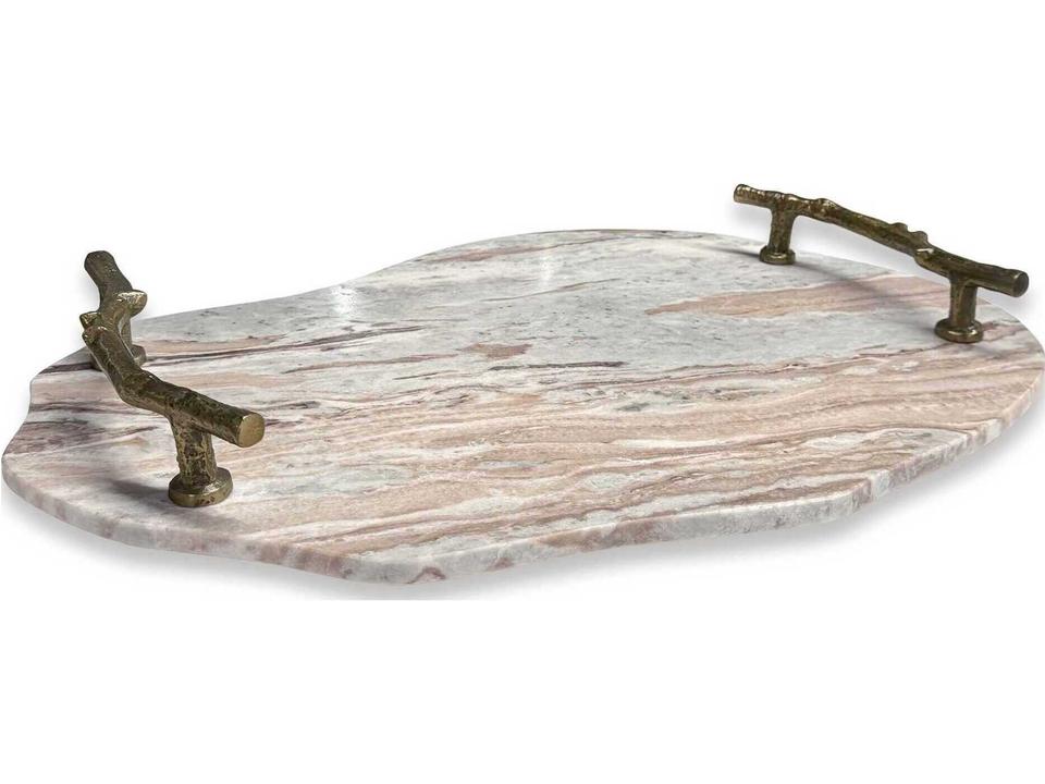 Stone And Twig Indoor Outdoor Decorative Tray in Marble and Aluminum