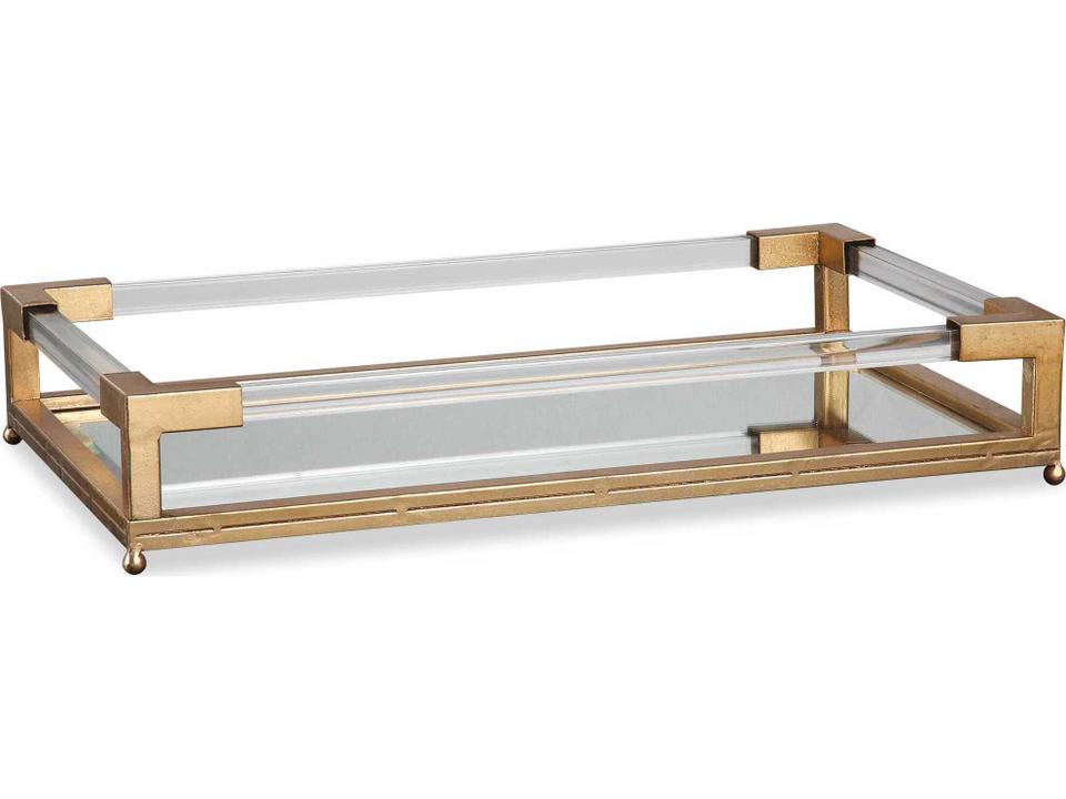 Balkan Mirrored Decorative Tray in Antiqued Gold Leaf
