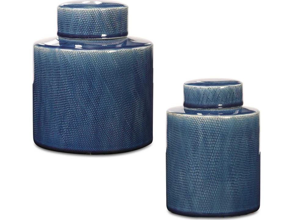 Saniya Decorative Ceramic Container Set Sapphire Blue