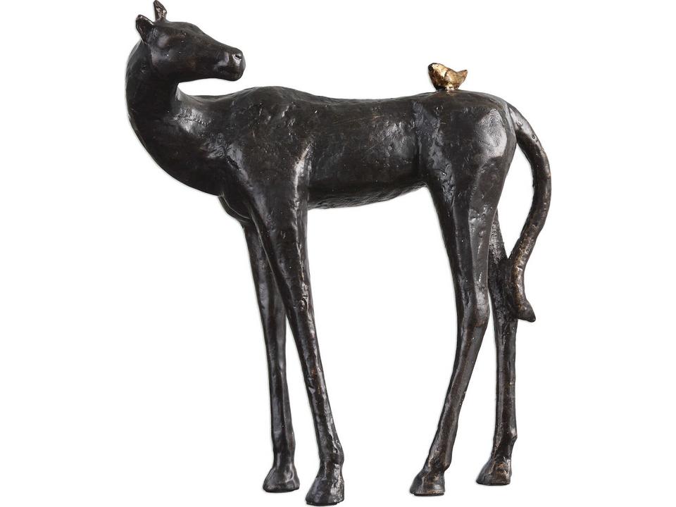 Hello Friend Cast Iron Sculpture in Dark Bronze and Antique Gold