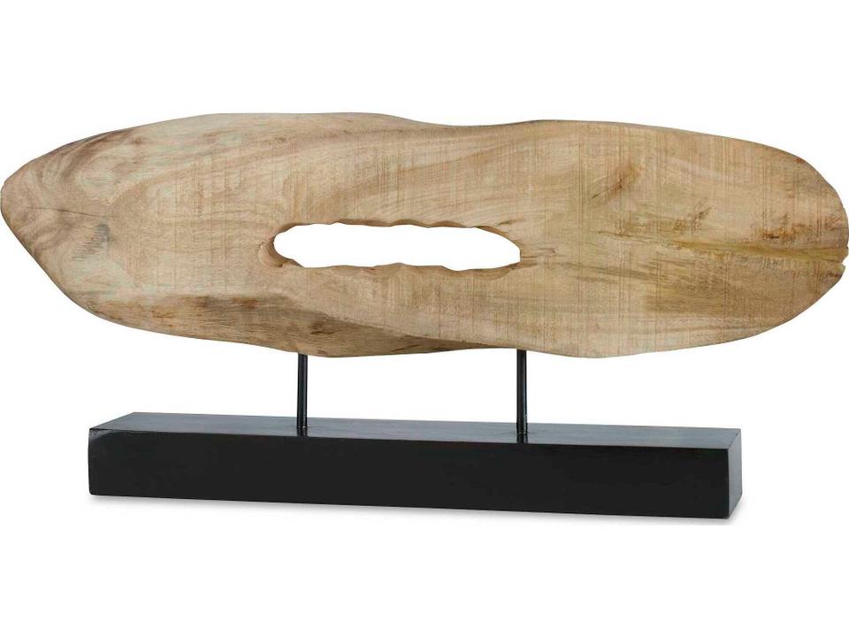 Paol Natural Mango Wood Sculpture with Matte Black Base