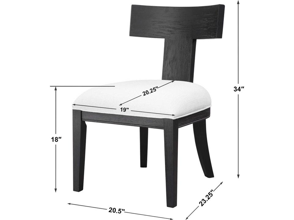 Idris Armless Accent Chair in Charcoal Black and White Fabric