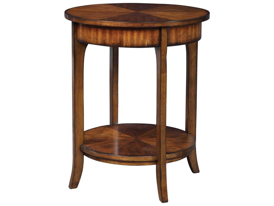 Carmel Round Wood Old Barn End Table