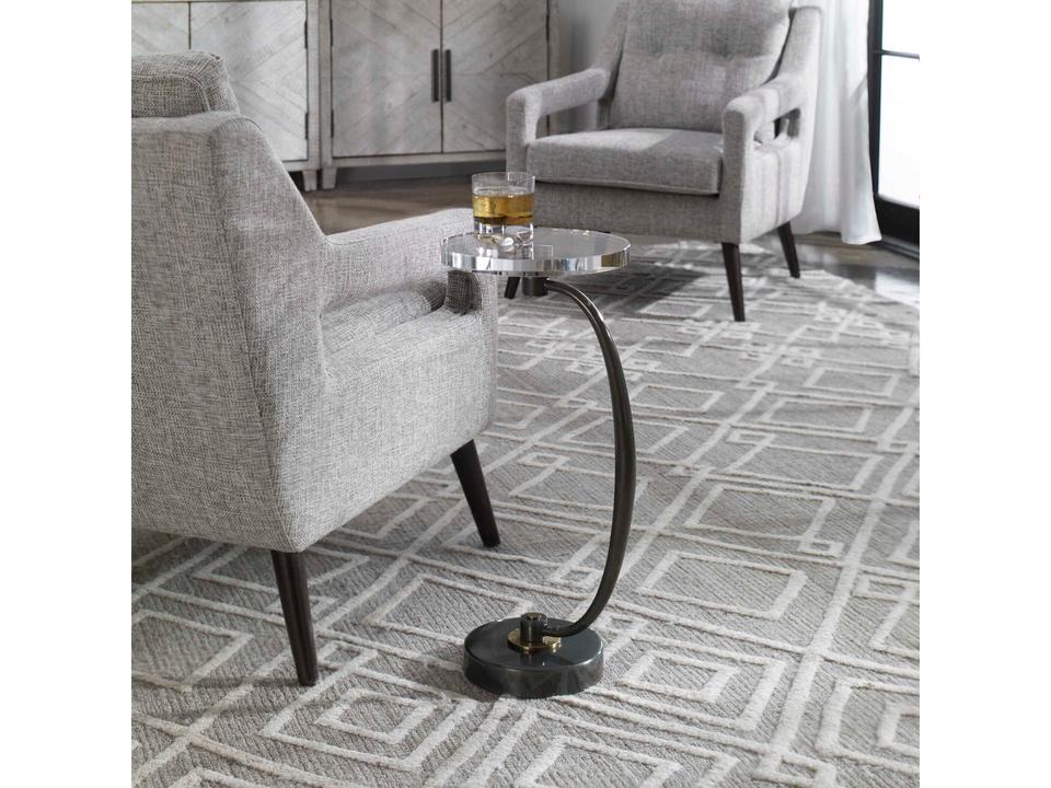 Waveney Round Drink Table Dark Bronze with Crystal Top