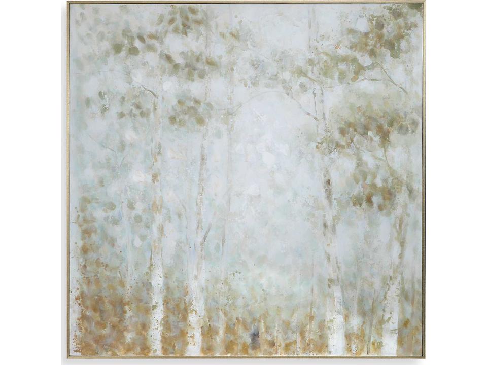 Cotton Woods Hand Painted Canvas in Antique Silver Frame