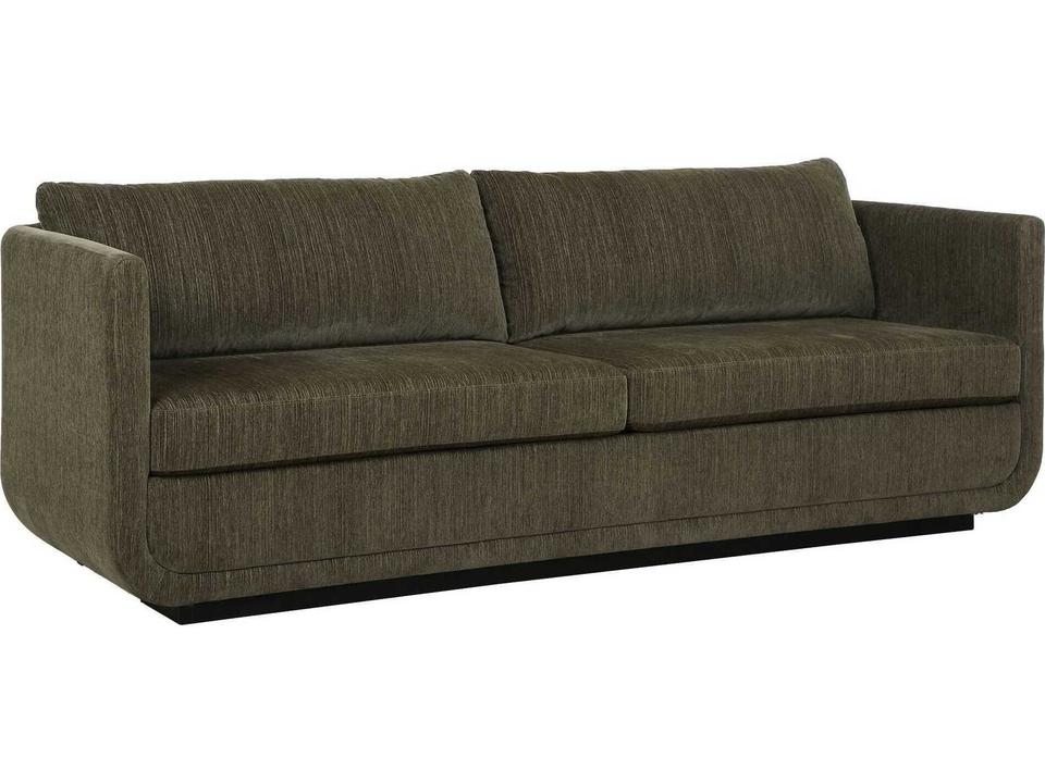 Abound 3-Seat Chenille Sofa in Herb Green with Hidden Plinth Base