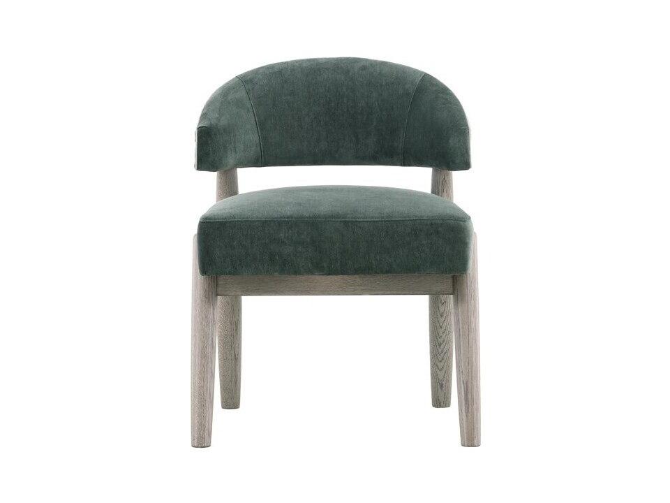 Waverly Pine Wood Green Velvet Upholstered Armless Dining Chair