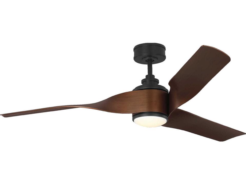 Touro Smart 60-Inch 3-Blade Ceiling Fan in Midnight Black with Dark Walnut Blades