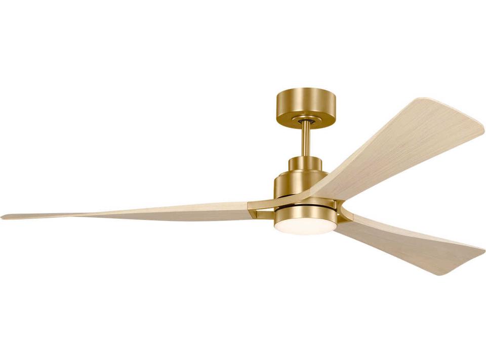 Trillium 60-Inch 3-Blade Ceiling Fan in Burnished Brass and Washed White Oak