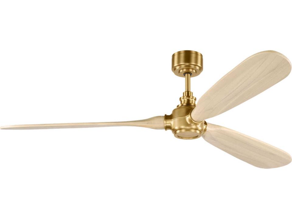 Valiant 60-Inch 3-Blade Ceiling Fan in Burnished Brass with Washed White Oak Blades