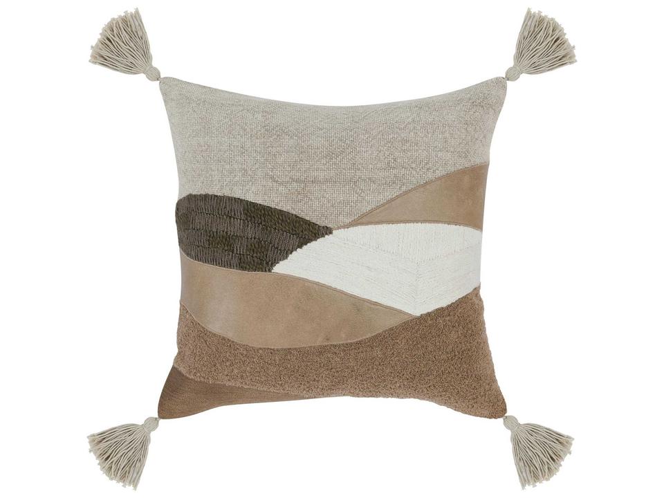 Cinch Carve 18x18 Inch Throw Pillow with Hand-Applied Fabric Natural