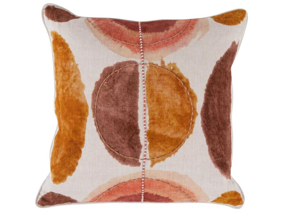 Solar Multicolor Clay Belgian Linen Throw Pillow