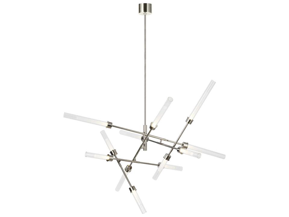 Linger 12-Light Abstract Chandelier in Polished Nickel and Glass Acrylic