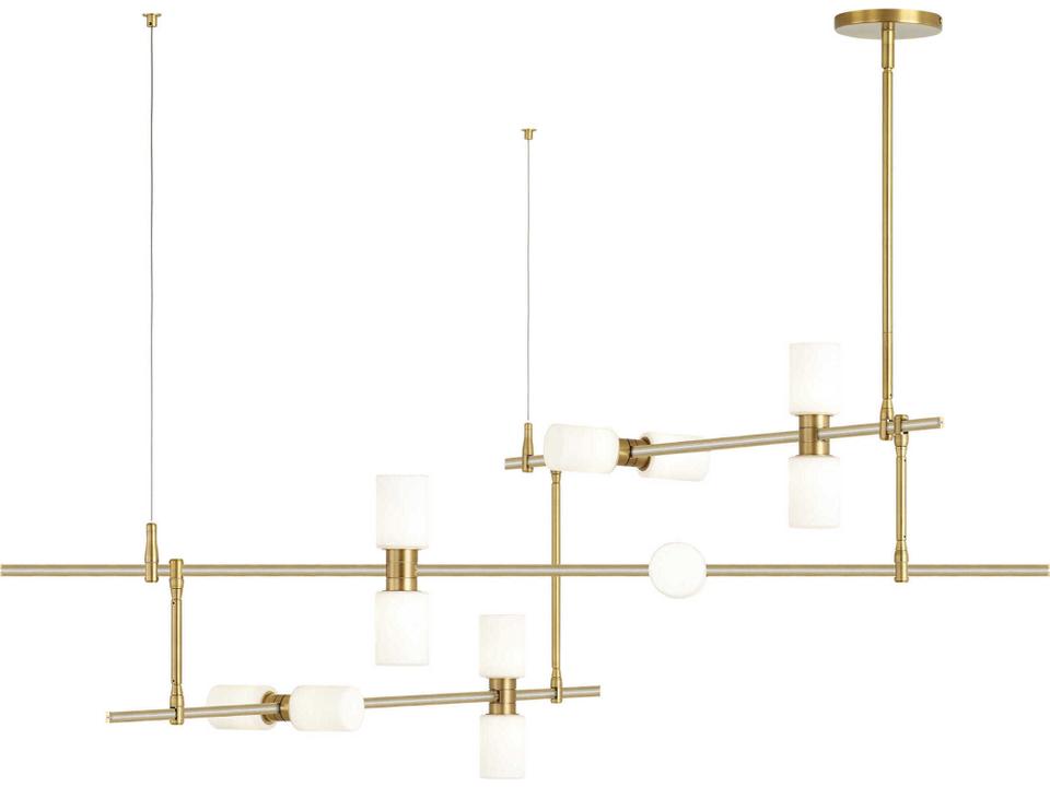 ModernRail Chandelier in Aged Brass