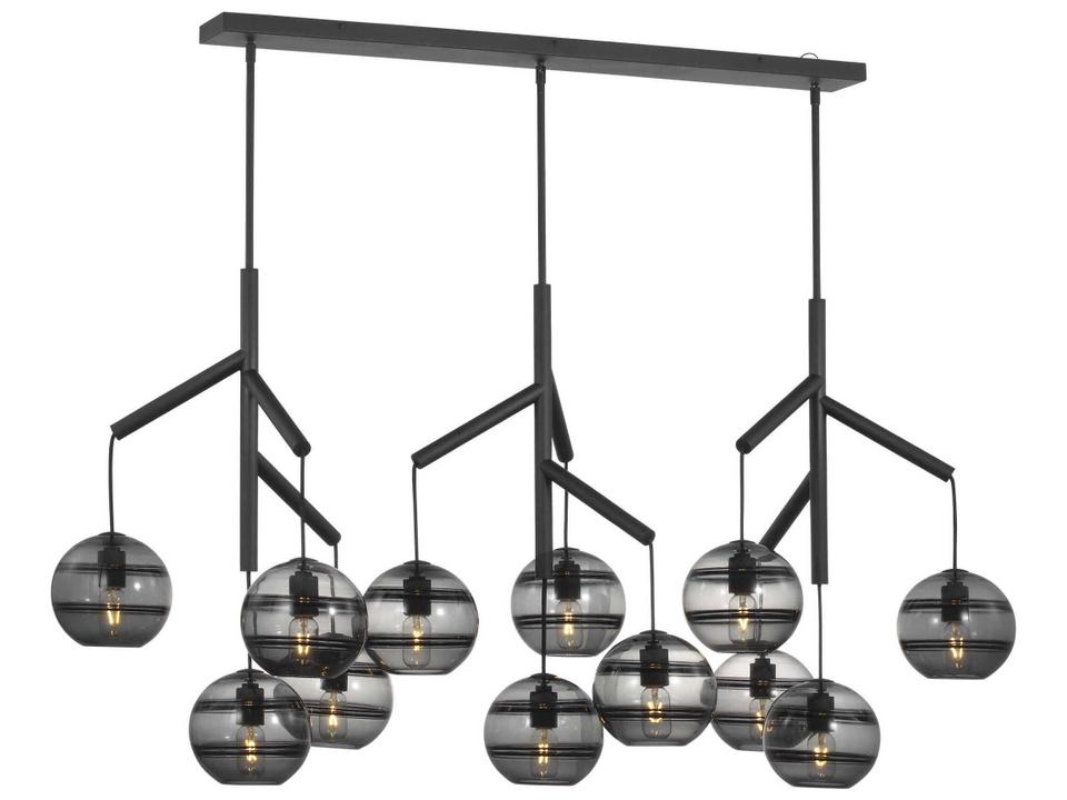 12-Light Sedona Chandelier in Nightshade Black with Smoke Glass