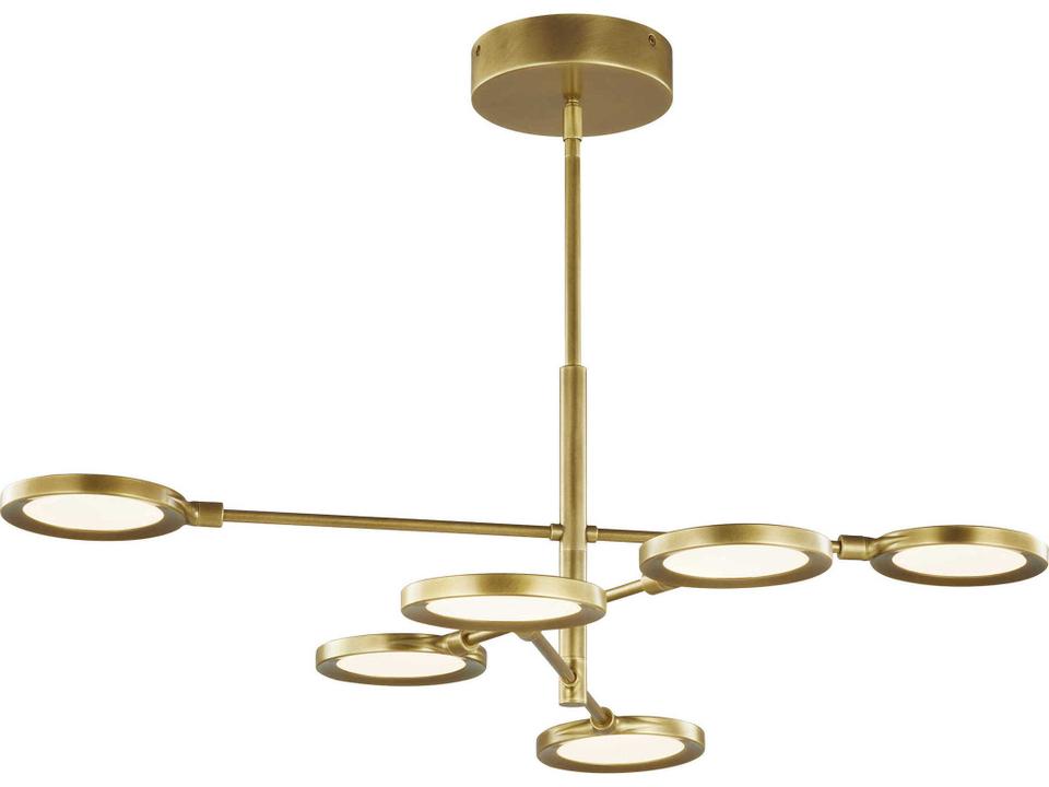 Spectica 6-Light Integrated LED Chandelier in Plated Brass