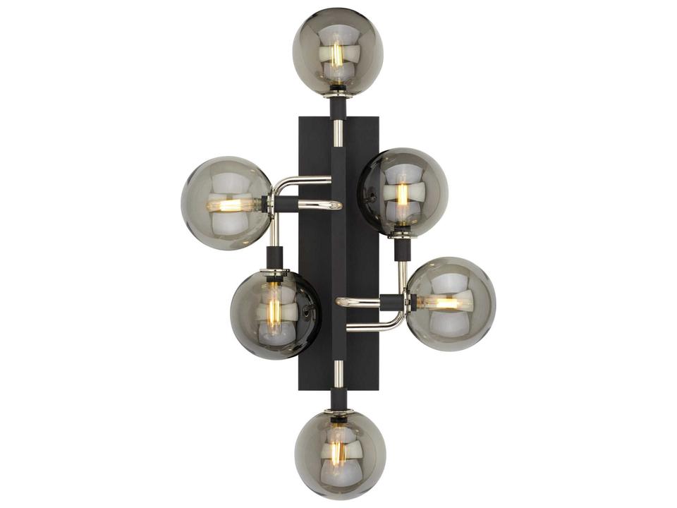 Viaggio 6-Light Wall Sconce with Smoke Glass and Polished Nickel