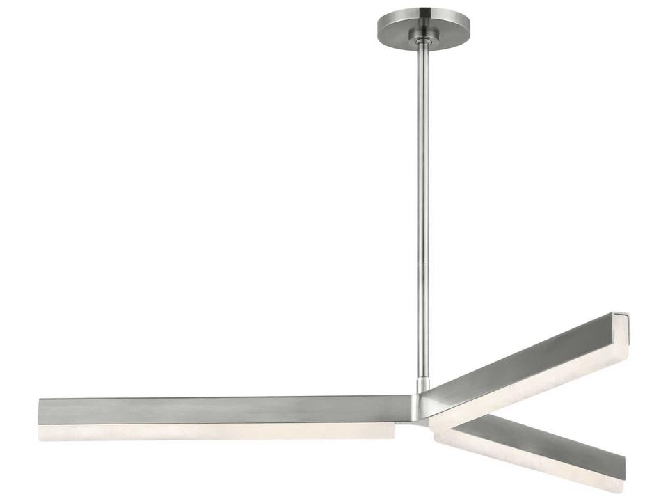 42-Inch 3-Light Linea Linear Chandelier in Antique Nickel and Alabaster
