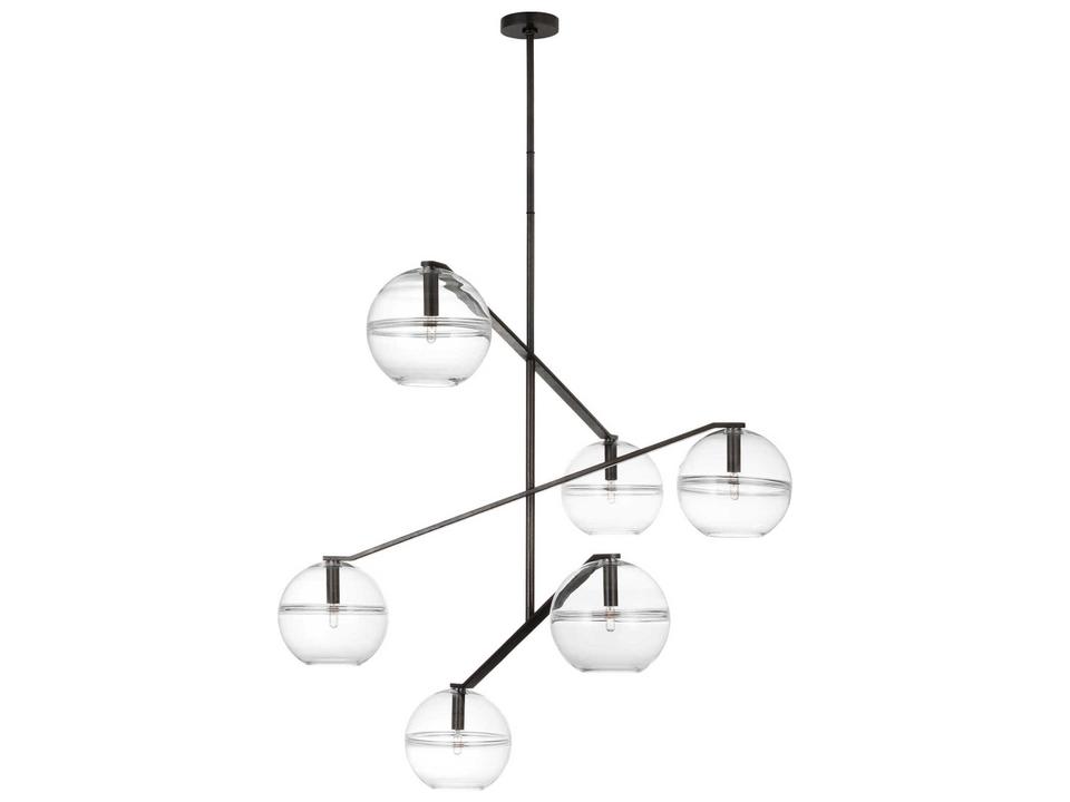 Lowing 6-Light Chandelier Blackened Forged with Clear Glass