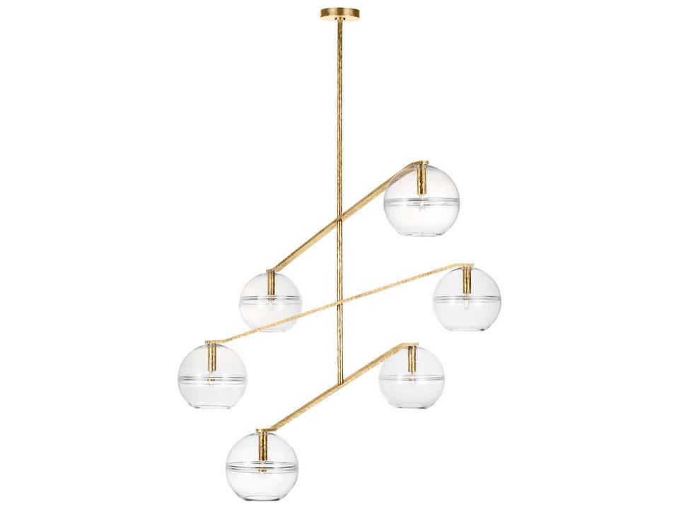 6-Light Lowing Chandelier Polished Antique Brass