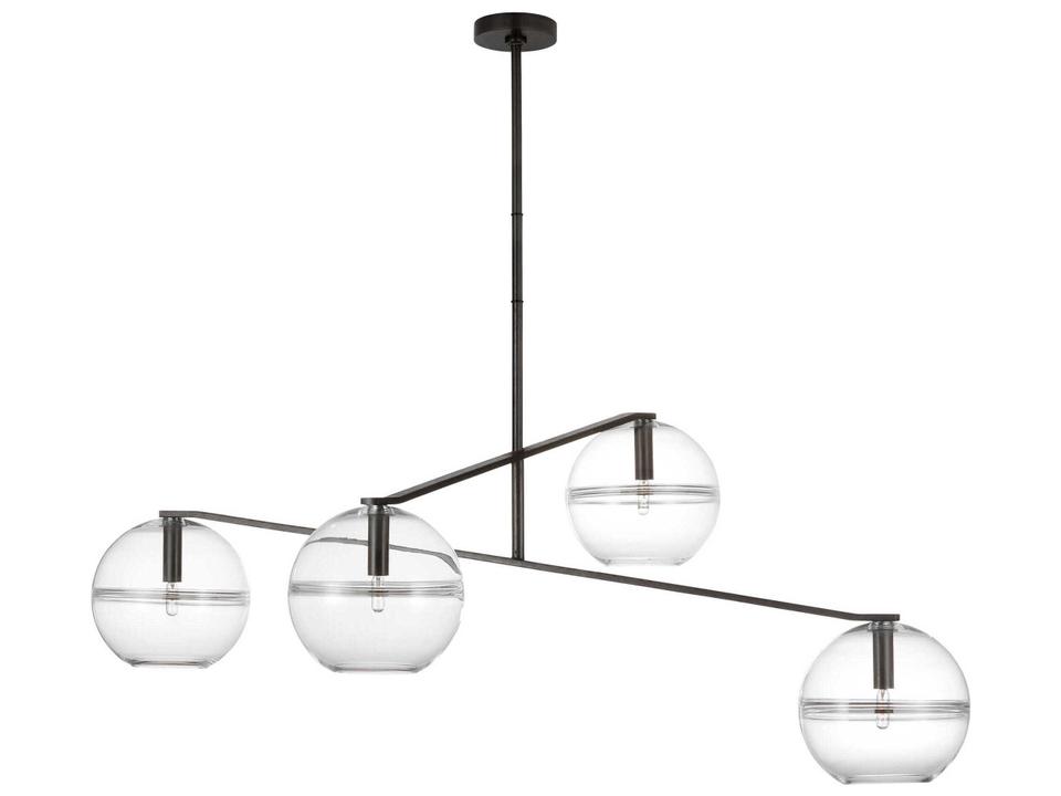 4-Light Lowing Chandelier in Blackened Forged