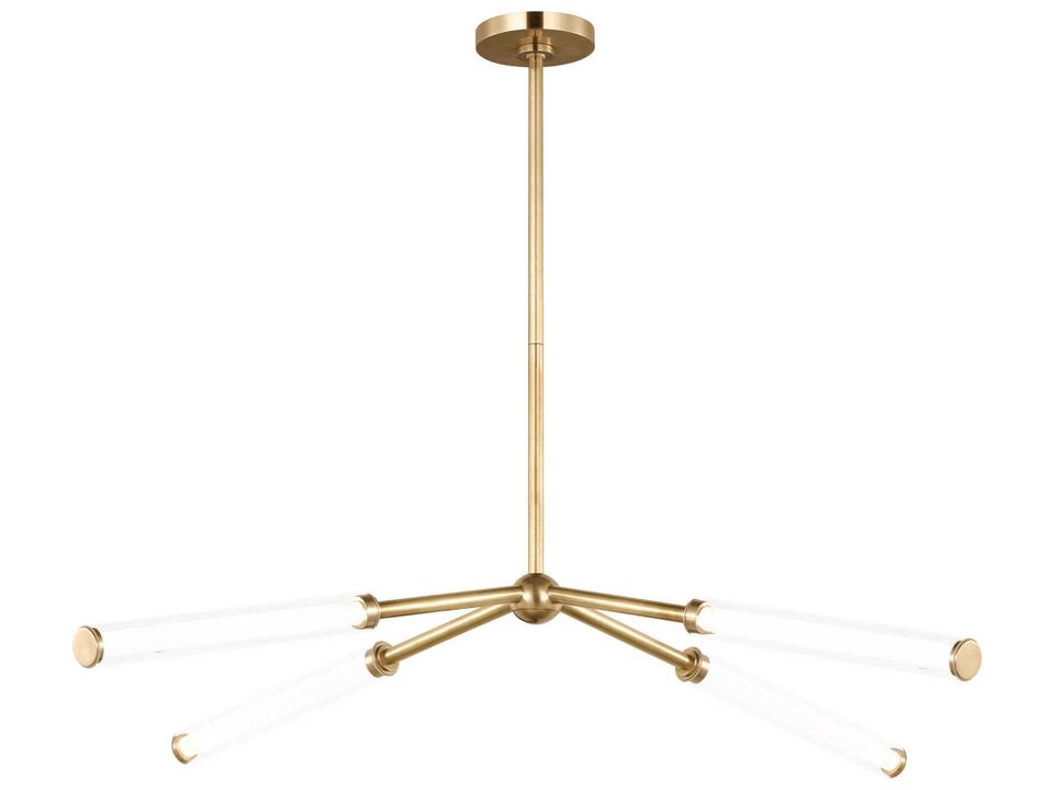 Poza 40-Inch LED Chandelier in Hand-Rubbed Antique Brass with Blown Glass Light Guides