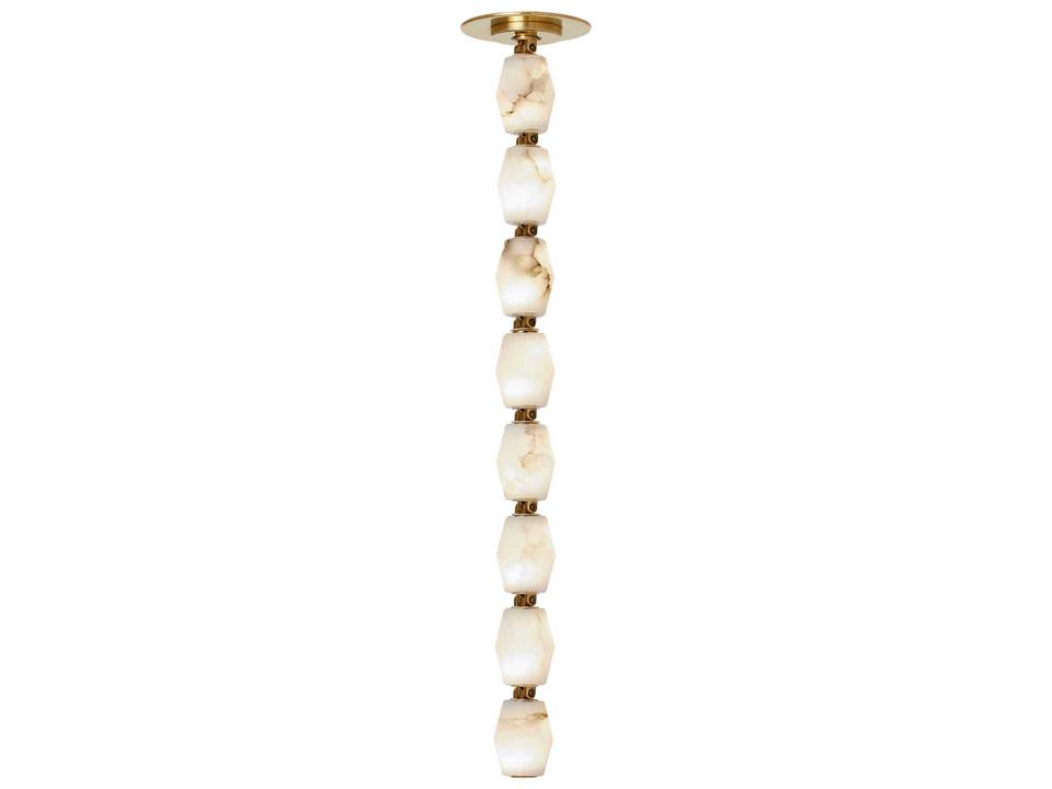 Sean Lavin Collier Faceted Alabaster Pendant Light in Hand Rubbed Antique Brass