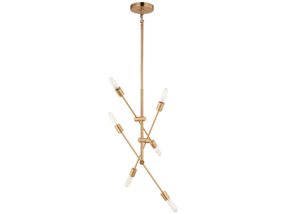 Axis 6-Light Chandelier in Satin Brass with Articulating Arms