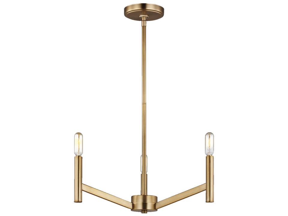 Vector 3-Light Chandelier in Satin Brass
