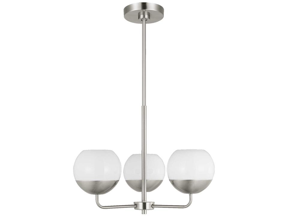 Alvin 3-Light Mid-Century Modern Chandelier in Brushed Nickel