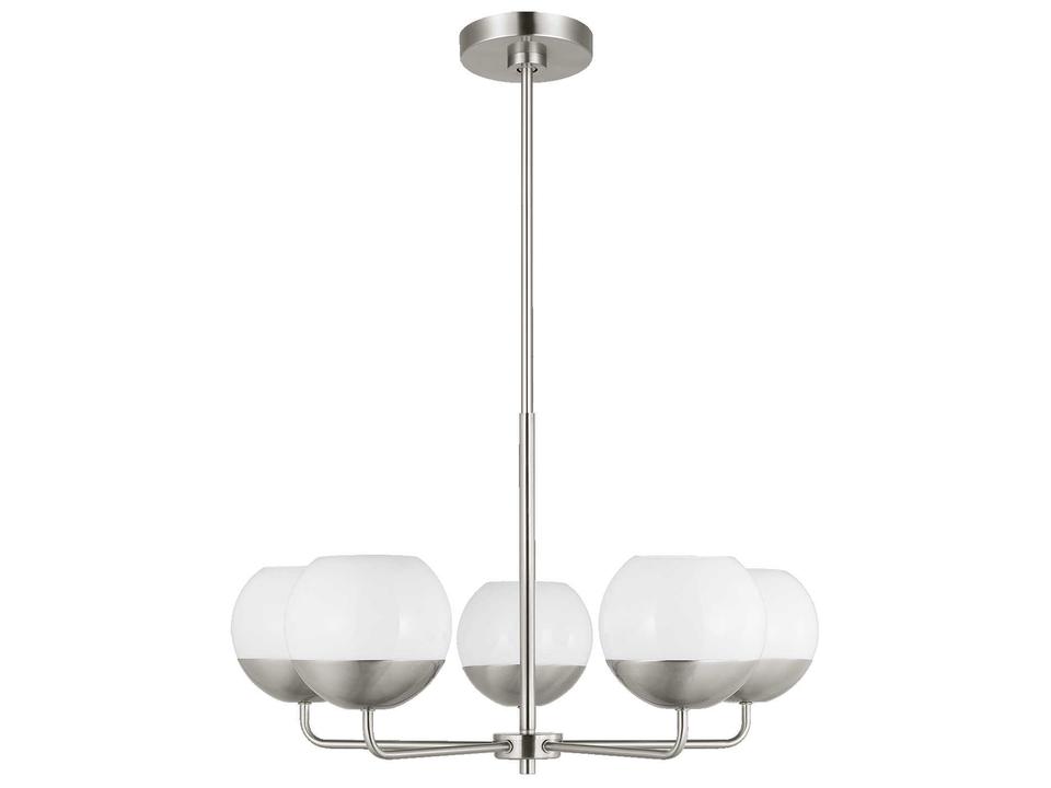 Alvin 5-Light Chandelier in Brushed Nickel with Frosted Glass Shades