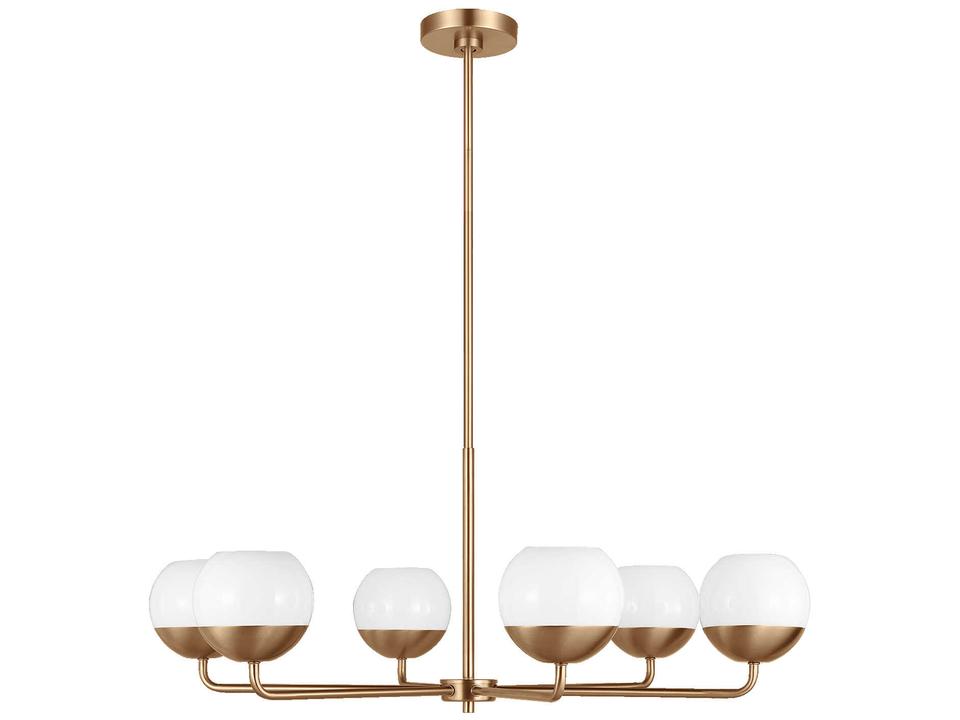 6-Light Alvin Midcentury Modern Chandelier in Satin Brass