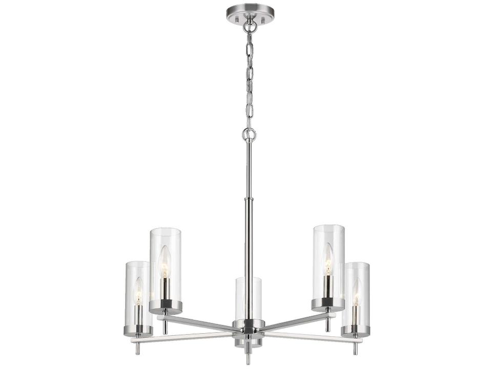 Zire 5-Light Chandelier in Chrome with Clear Glass