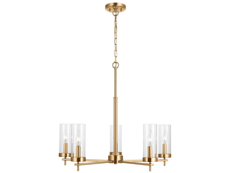 Zire 5-Light Chandelier in Satin Brass with Clear Glass