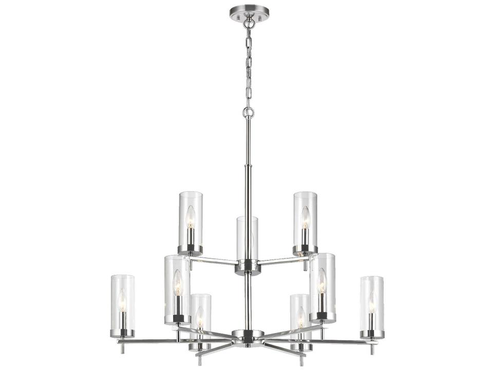 9-Light Zire Chandelier in Chrome with Clear Glass
