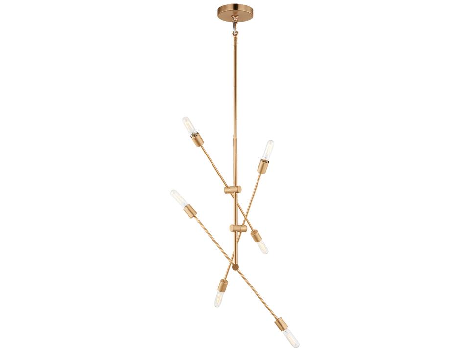 Axis 6-Light Chandelier in Satin Brass with Articulating Arms