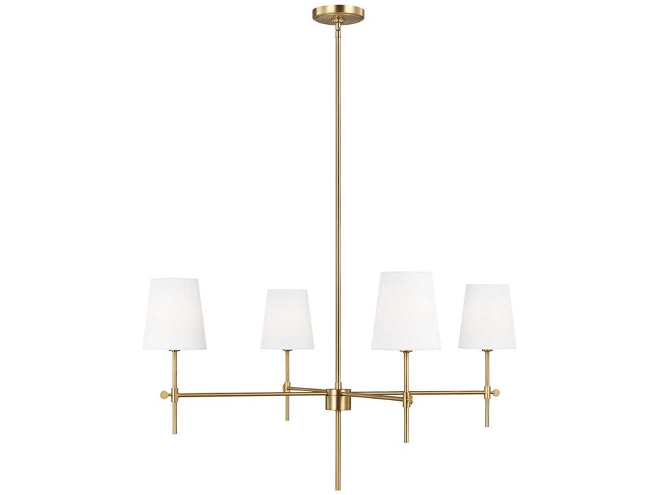 4-Light Baker Chandelier in Satin Brass