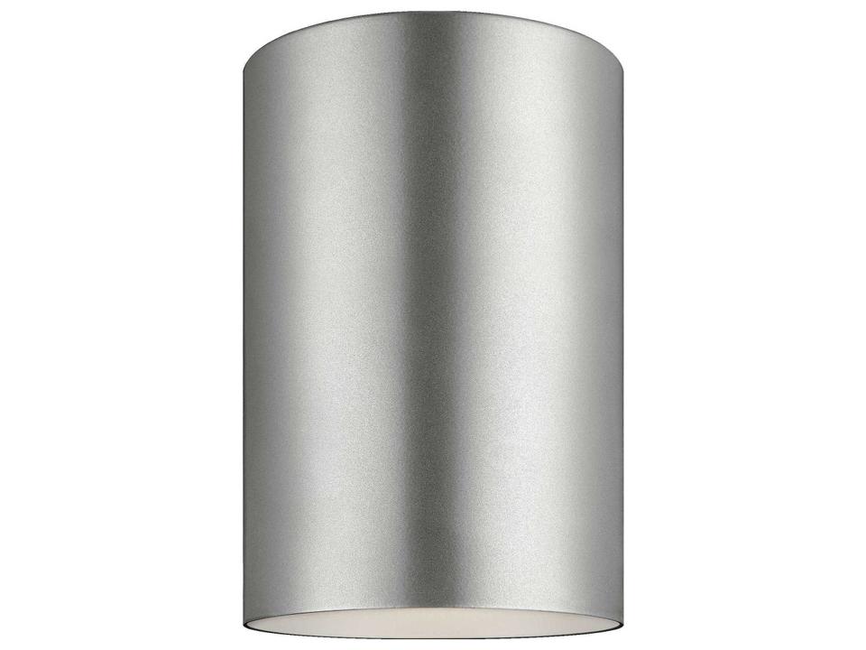 Outdoor Cylinders 1-Light LED Flush Mount in Painted Brushed Nickel