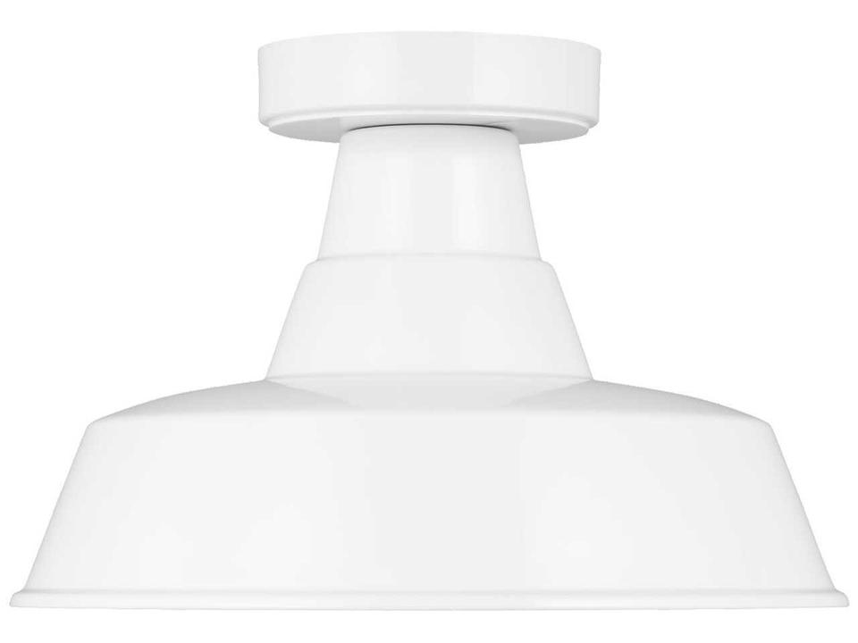 1-Light Barn Light Outdoor Flush Mount in White