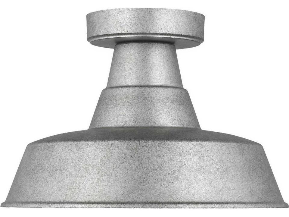 Barn Light 1-Light Outdoor Flush Mount in Weathered Pewter