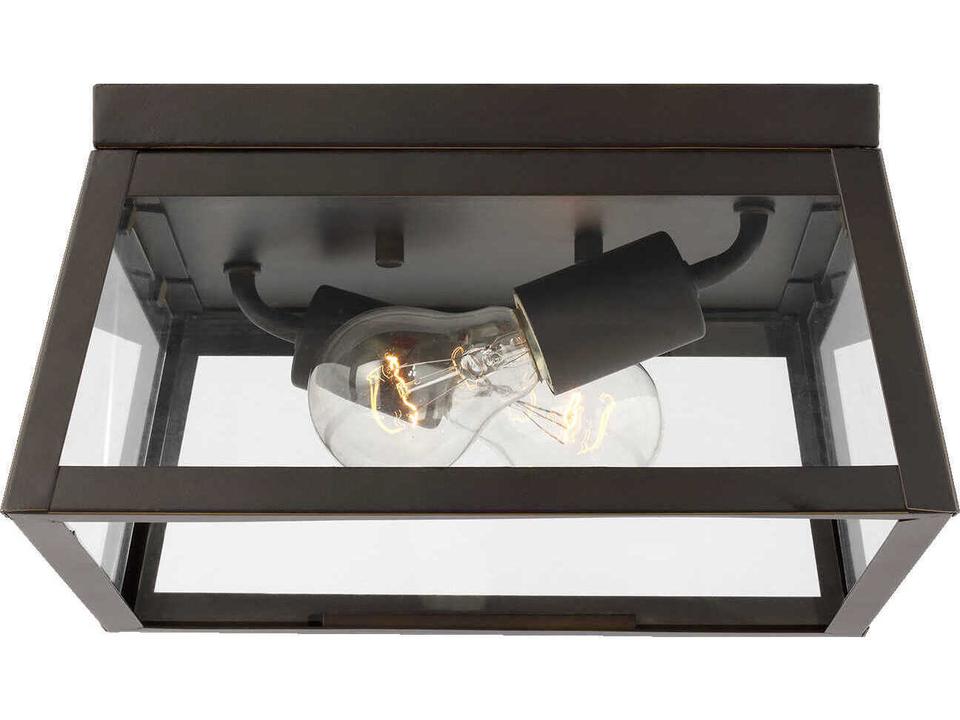 Founders 2-Light Outdoor Flush Mount Ceiling Light in Antique Bronze