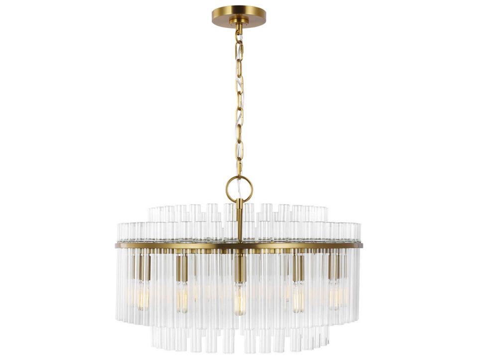 Beckett 12-Light Chandelier in Burnished Brass with Clear Glass