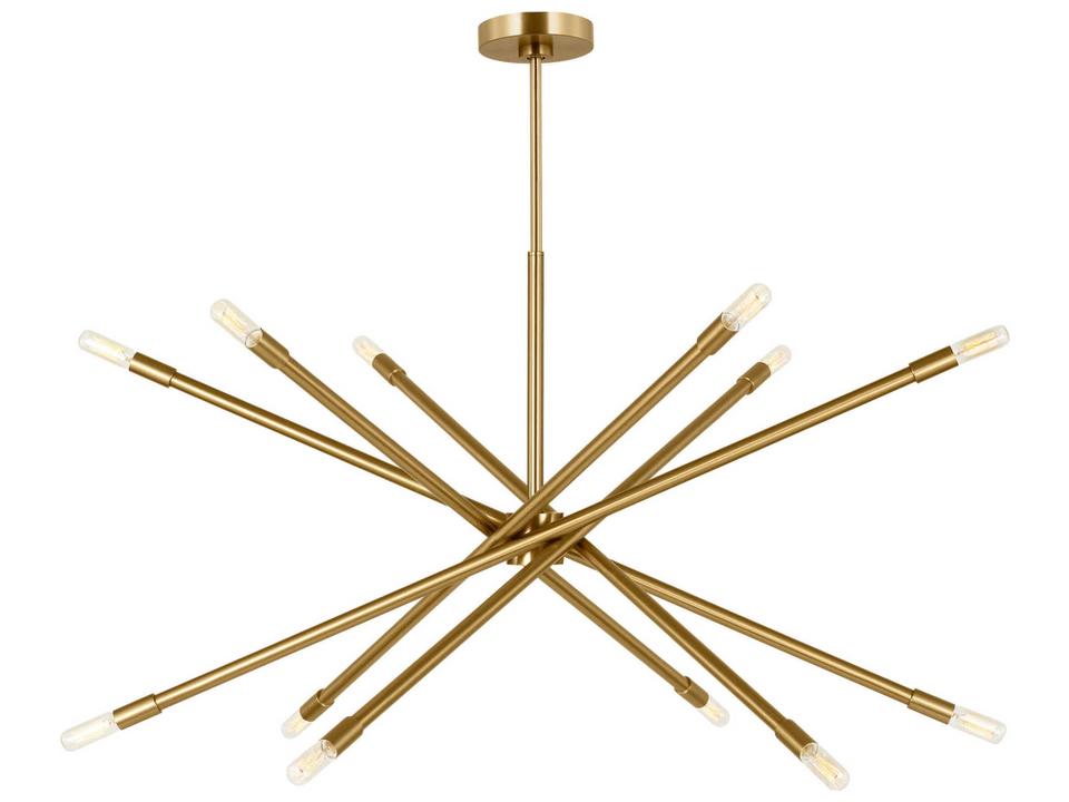 Eastyn 12-Light Chandelier in Burnished Brass Mid-Century Modern