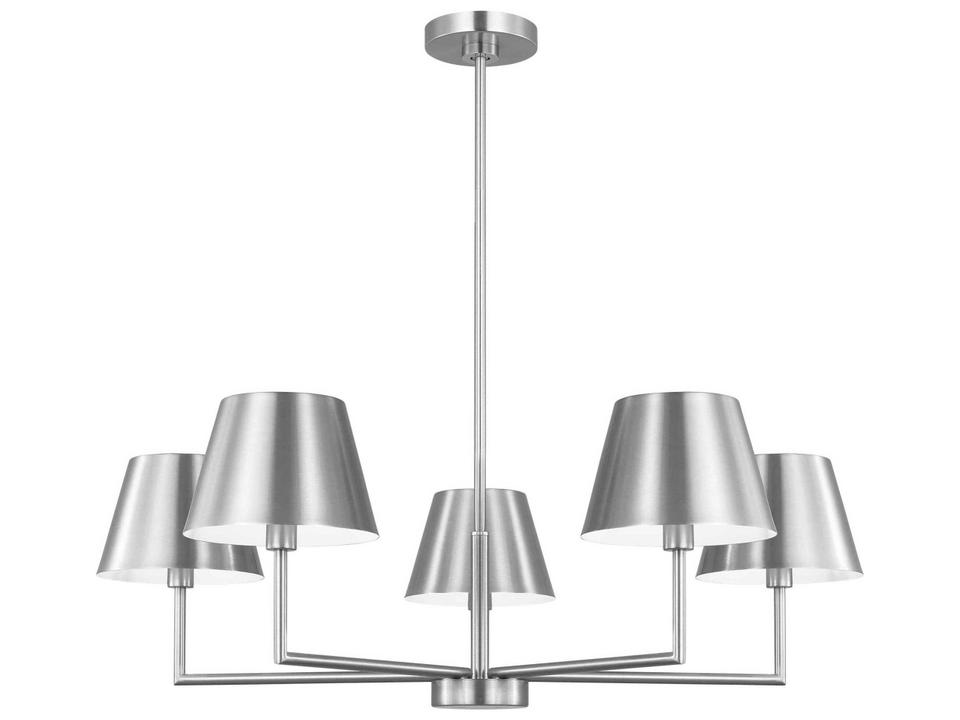 5-Light Ender Chandelier in Brushed Nickel with Steel Shades